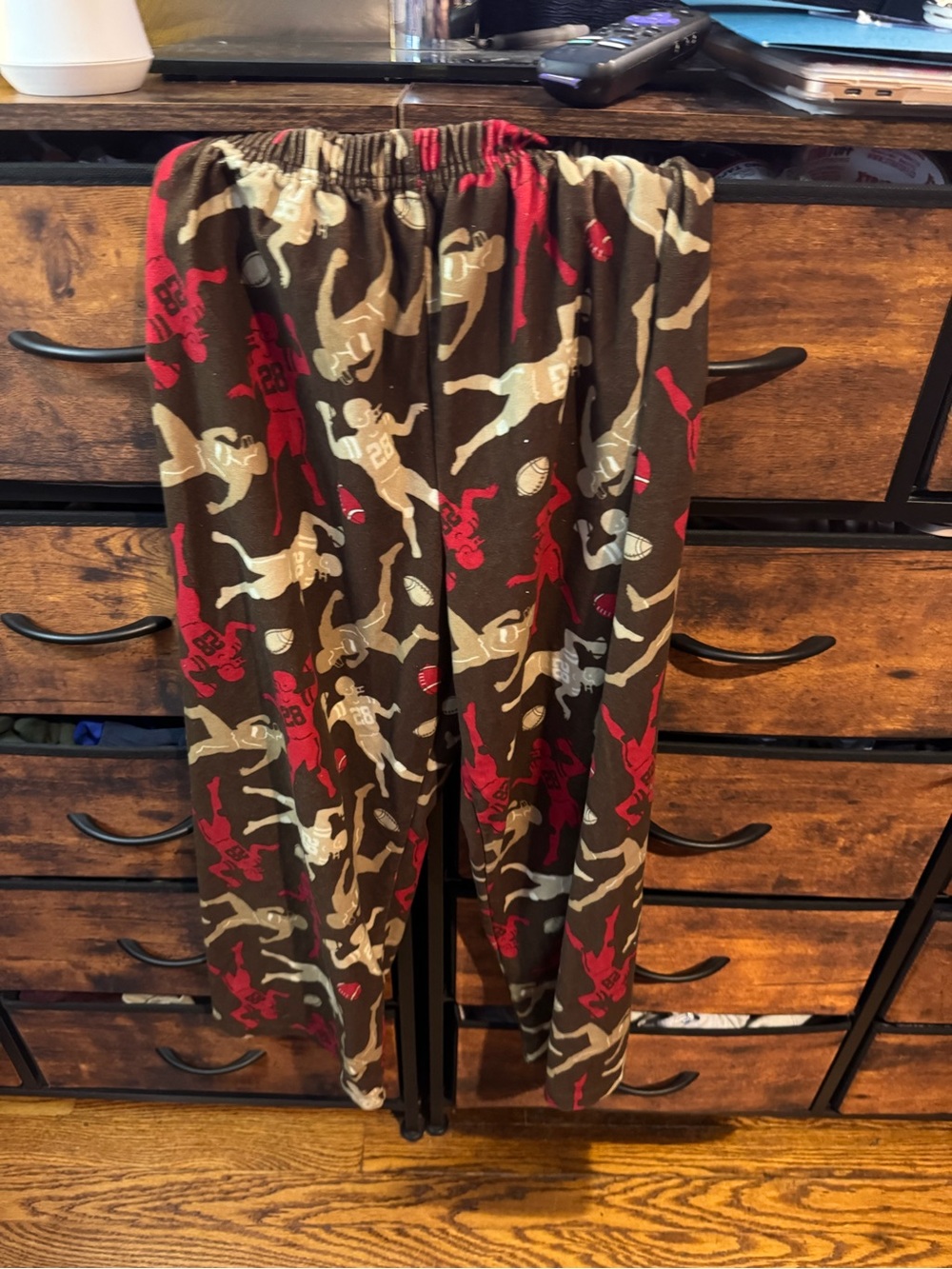 Carters Brown Football Print Lounge Pants - Red & Tan Accents